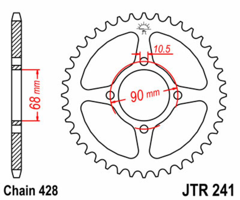 JT SPROCKETS Steel Standard Rear Sprocket 241 - 428