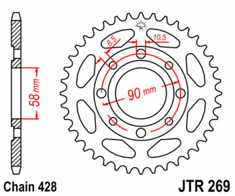 JT SPROCKETS Steel Standard Rear Sprocket 269 - 428