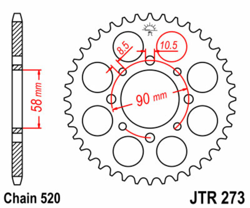 JT SPROCKETS Steel Standard Rear Sprocket 273 - 520