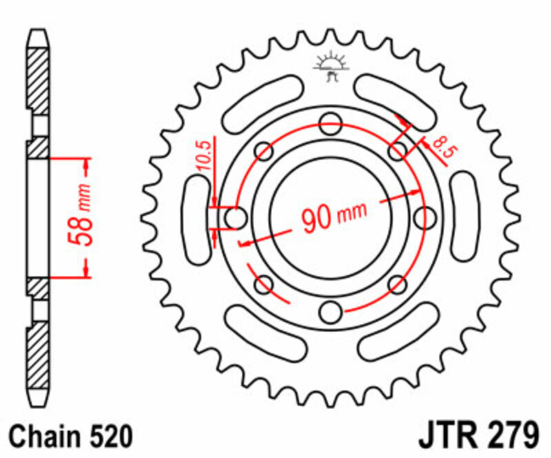 JT SPROCKETS Steel Standard Rear Sprocket 279 - 520