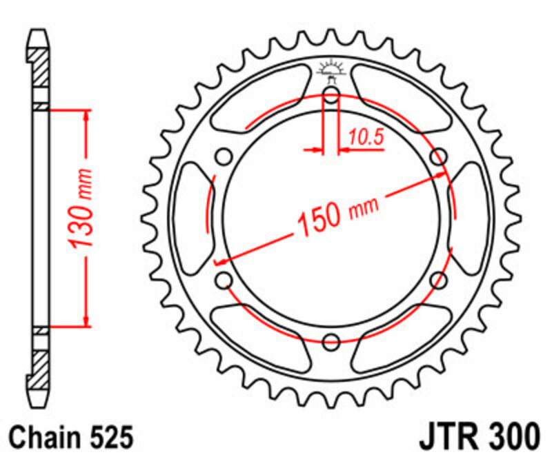 JT SPROCKETS Corona standard in acciaio 300 - 525