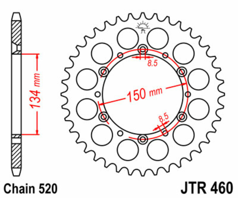 JT SPROCKETS Steel Standard Rear Sprocket 460 - 520