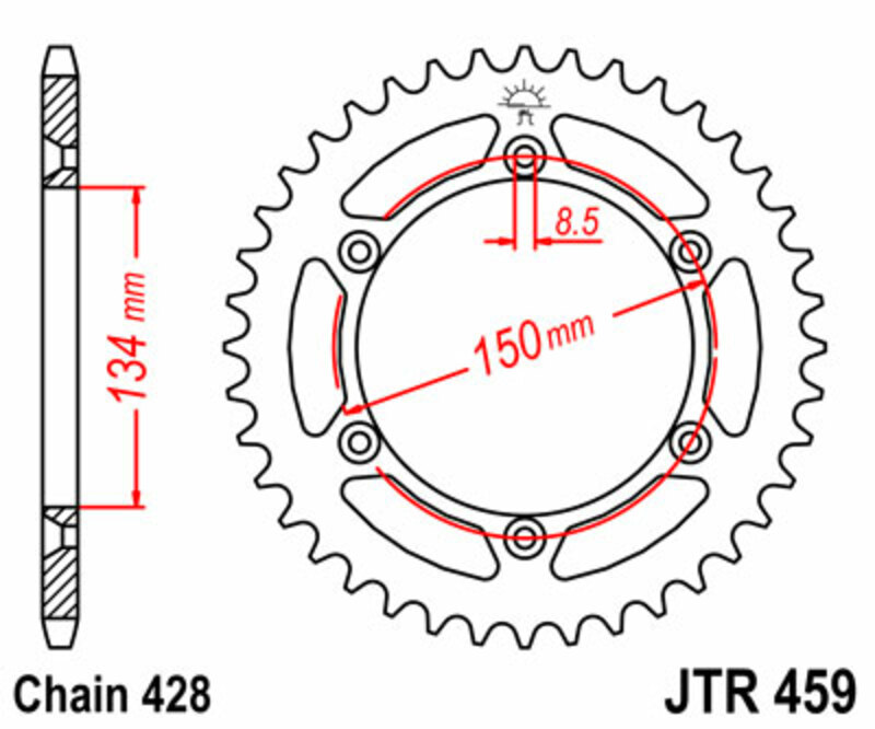 JT SPROCKETS Steel Standard Rear Sprocket 459 - 428