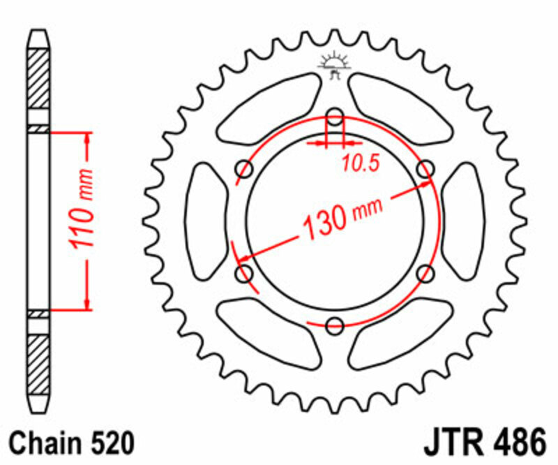 JT SPROCKETS Steel Standard Rear Sprocket 486 - 520