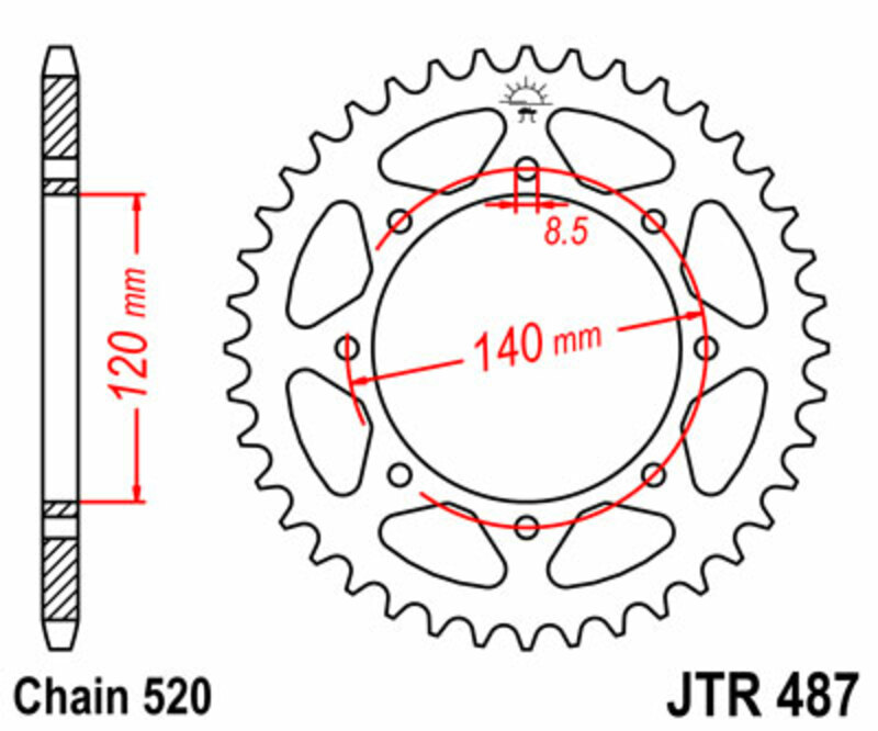 JT SPROCKETS Steel Standard Rear Sprocket 487 - 520