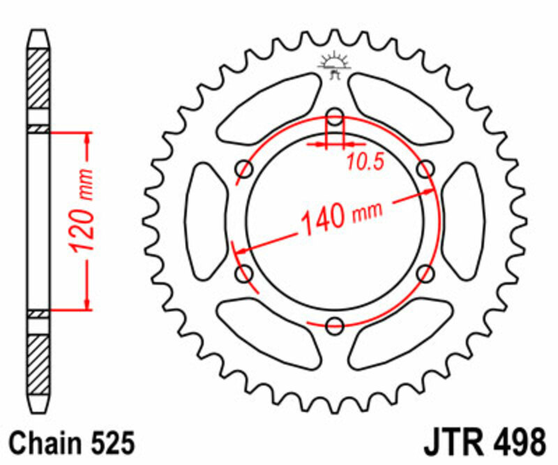 JT SPROCKETS Steel Standard Rear Sprocket 498 - 525