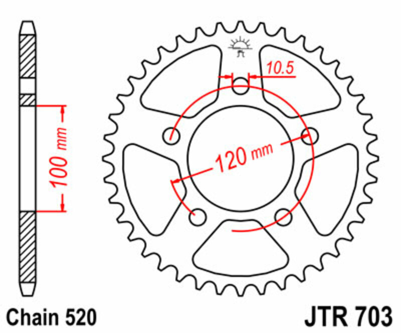 JT SPROCKETS Steel Standard Rear Sprocket 703 - 520
