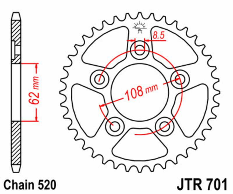 JT SPROCKETS Steel Standard Rear Sprocket 701 - 520