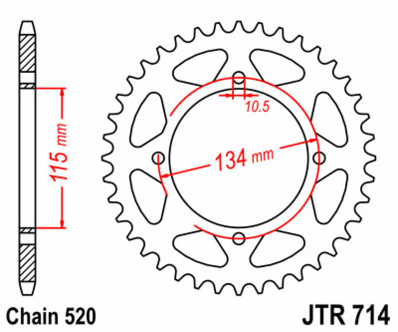 JT SPROCKETS Steel Standard Rear Sprocket 714 - 520