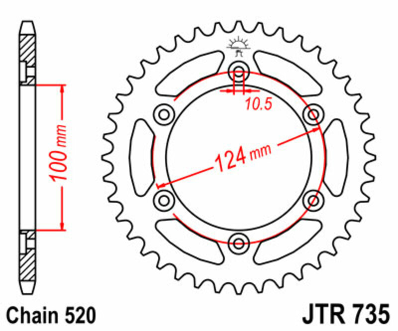 JT SPROCKETS Steel Standard Rear Sprocket 735 - 520