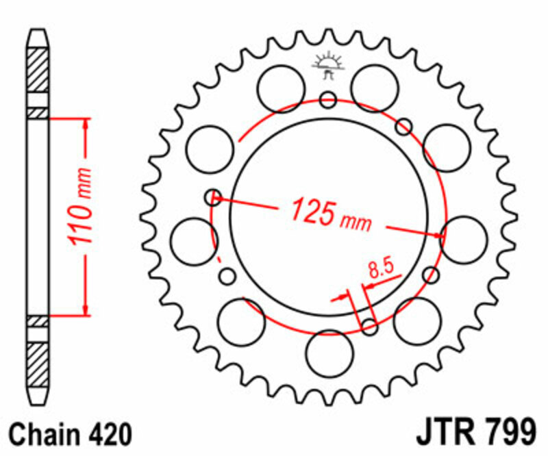 JT SPROCKETS Steel Standard Rear Sprocket 799 - 420