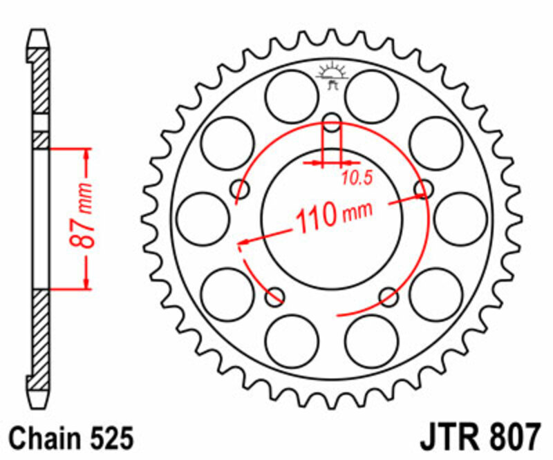 JT SPROCKETS Steel Standard Rear Sprocket 807 - 525