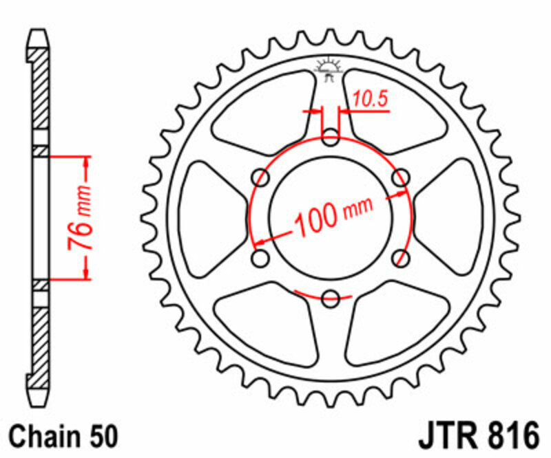 JT SPROCKETS Corona de acero estándar 816 - 530