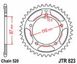 JT SPROCKETS Corona de acero estándar 823 - 520