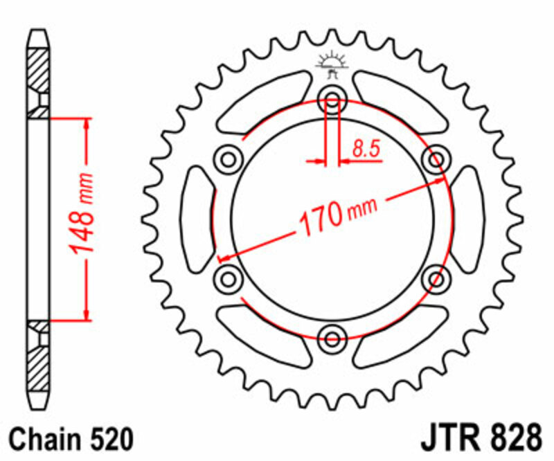 JT SPROCKETS Steel Standard Rear Sprocket 828 - 520