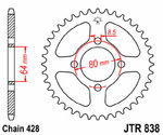 JT SPROCKETS Couronne acier standard 838 - 428