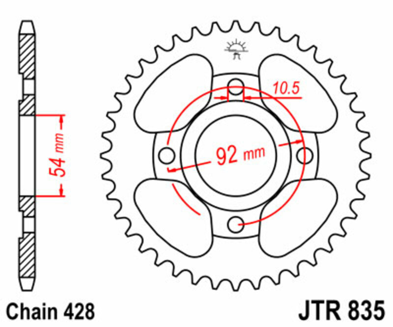 JT SPROCKETS Steel Standard Rear Sprocket 835 - 428