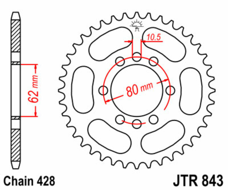 JT SPROCKETS Steel Standard Rear Sprocket 843 - 428