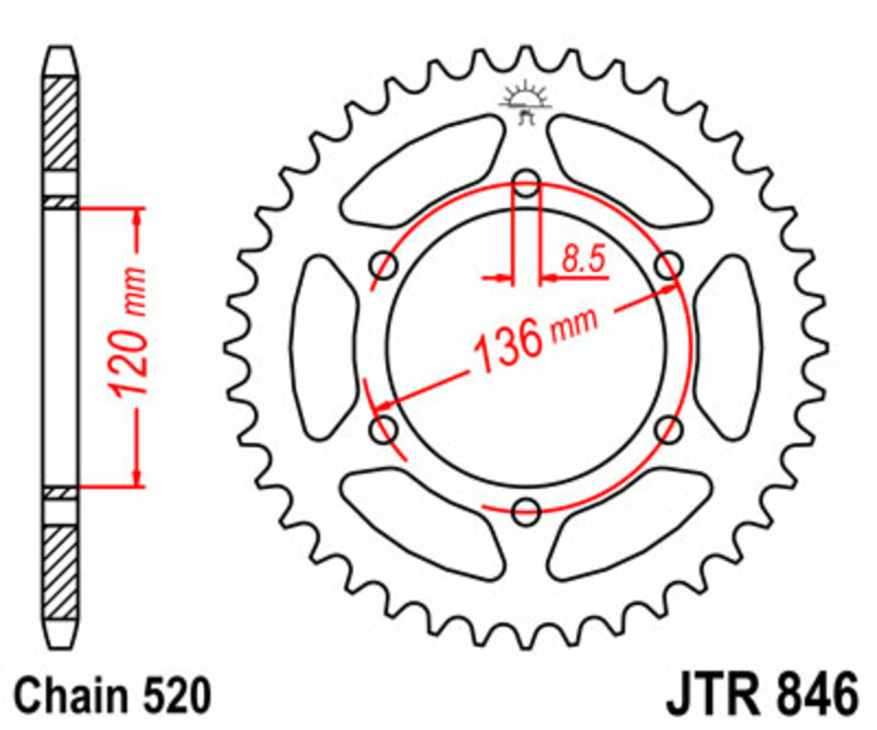 JT SPROCKETS Steel Standard Rear Sprocket 846 - 520