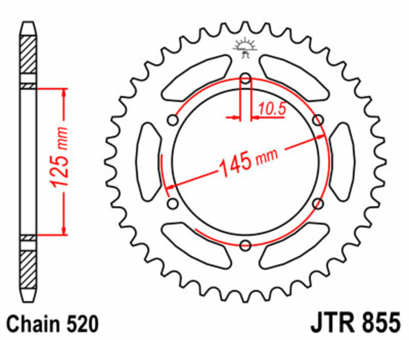 JT SPROCKETS Steel Standard Rear Sprocket 855 - 520
