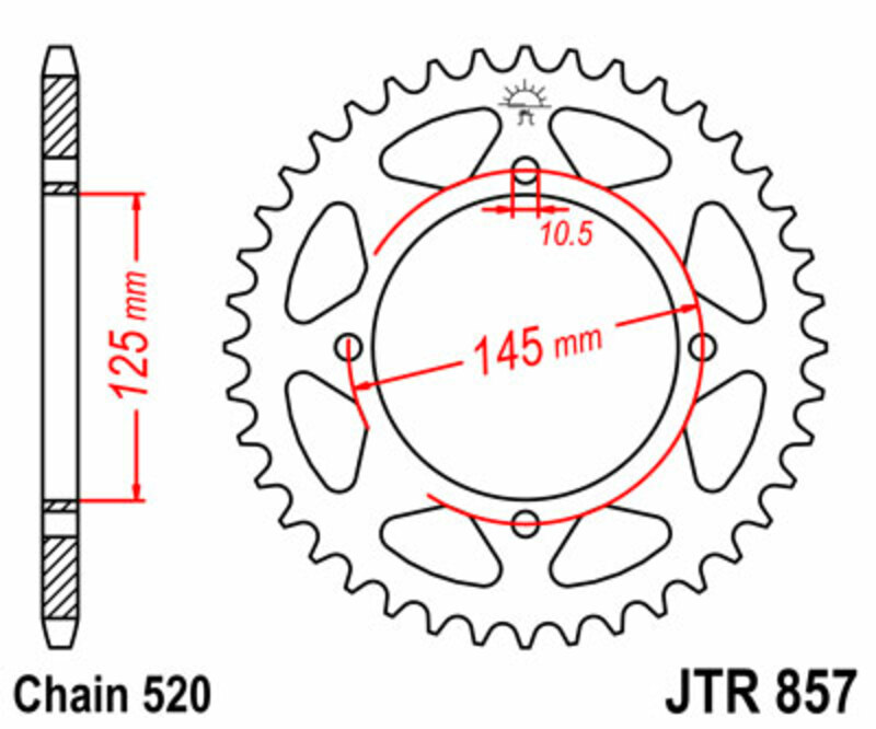JT SPROCKETS Steel Standard Rear Sprocket 857 - 520