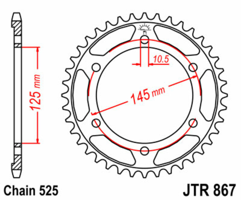 JT SPROCKETS Steel Standard Rear Sprocket 867 - 525