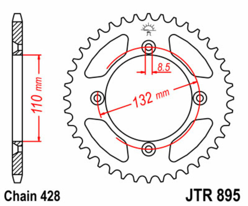 JT SPROCKETS Steel Standard Rear Sprocket 895 - 428