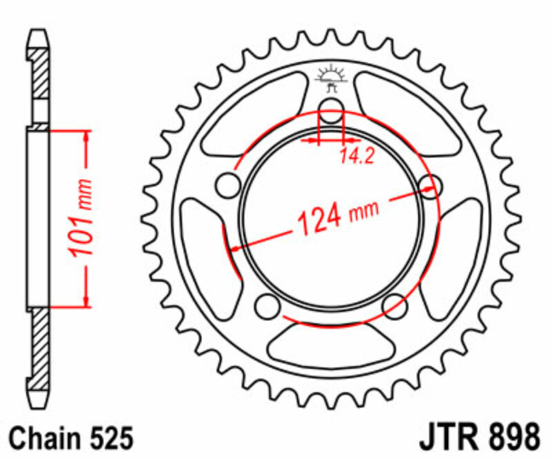 JT SPROCKETS Steel Standard Rear Sprocket 898 - 525
