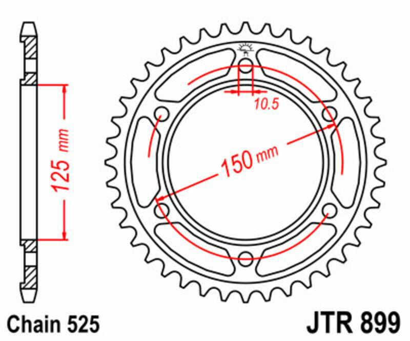 JT SPROCKETS Steel Standard Rear Sprocket 899 - 525