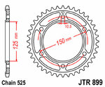 JT SPROCKETS Corona standard in acciaio 899 - 525