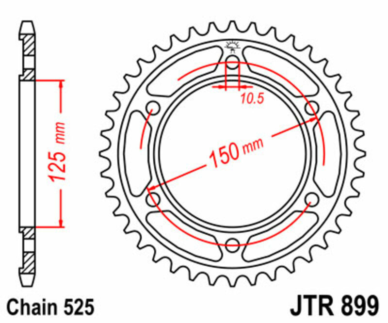 JT SPROCKETS 표준 스틸 크라운 899 - 525
