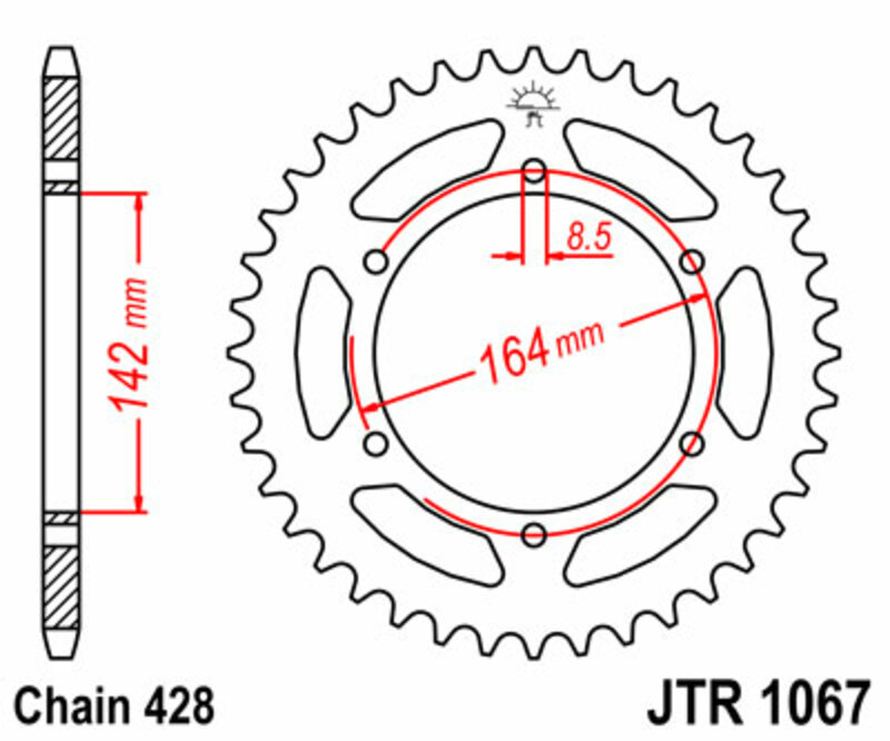 JT SPROCKETS Steel Standard Rear Sprocket 1067 - 428
