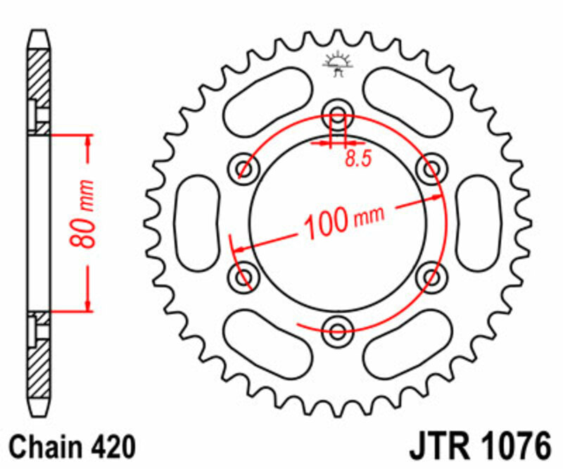 JT SPROCKETS Steel Standard Rear Sprocket 1076 - 420