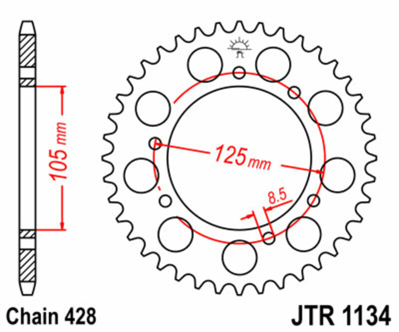 JT SPROCKETS Steel Standard Rear Sprocket 1134 - 428