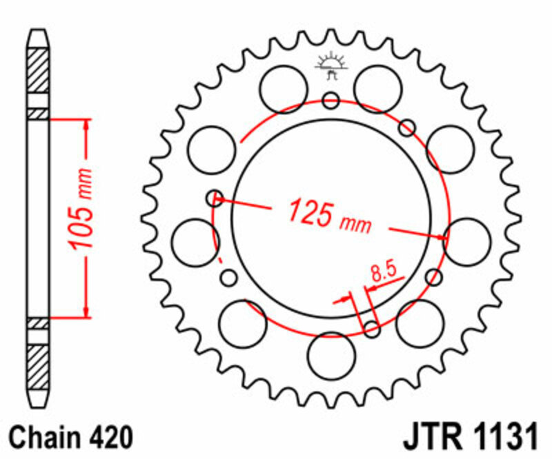 JT SPROCKETS Standard stålkrone 1131 - 420