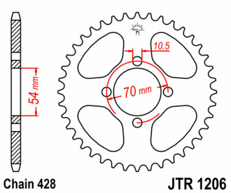 JT SPROCKETS Steel Standard Rear Sprocket 1206 - 428