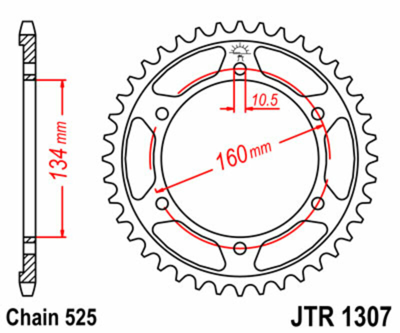 JT SPROCKETS Steel Standard Rear Sprocket 1307 - 525