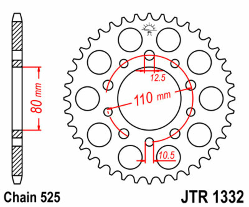 JT SPROCKETS Steel Standard Rear Sprocket 1332 - 525
