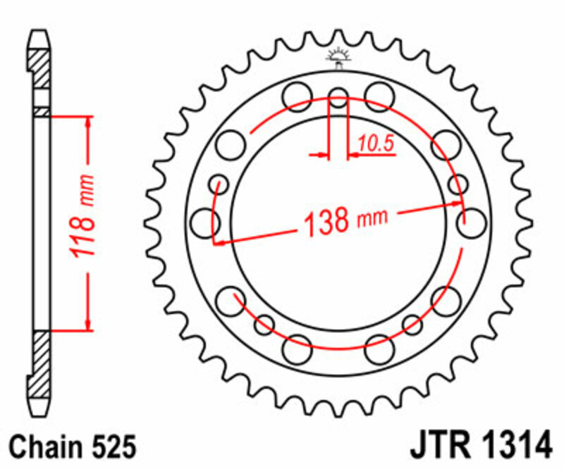 JT SPROCKETS Steel Standard Rear Sprocket 1314 - 525