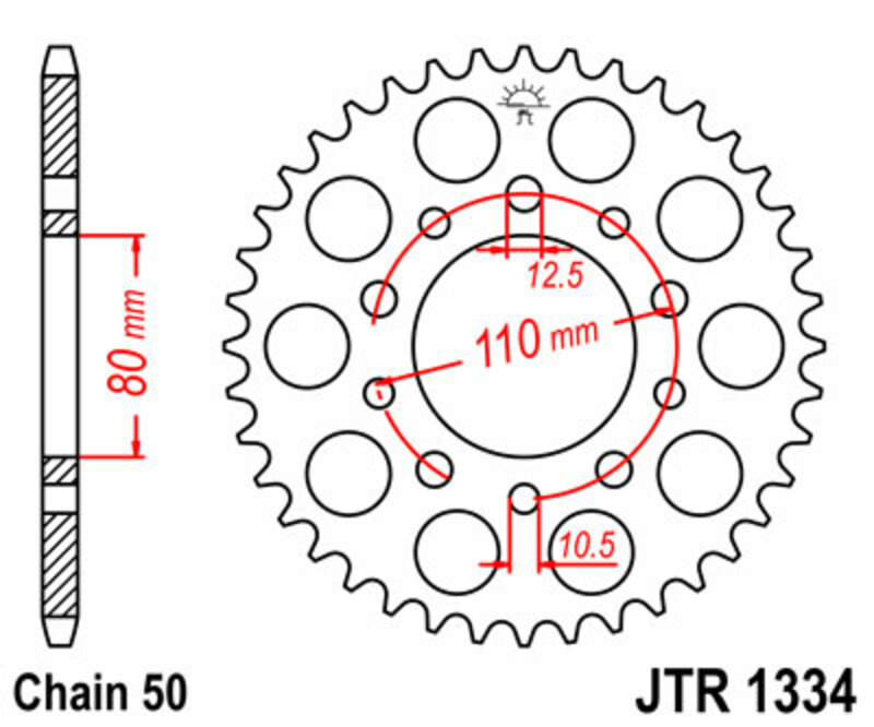 JT SPROCKETS Couronne acier standard 1334 - 530