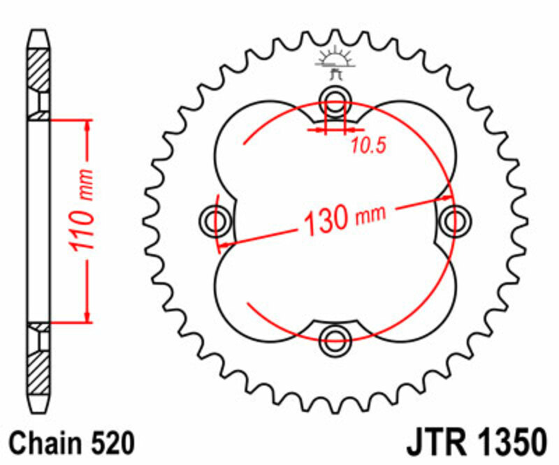 JT SPROCKETS Steel Standard Rear Sprocket 1350 - 520