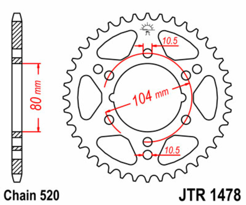 JT SPROCKETS Steel Standard Rear Sprocket 1478 - 520