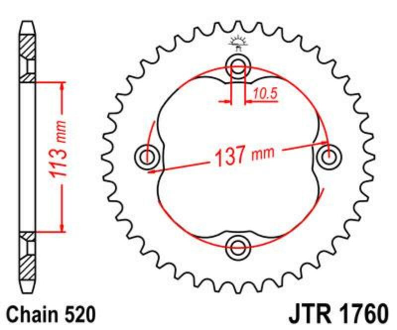 JT SPROCKETS Steel Standard Rear Sprocket 1760 - 520