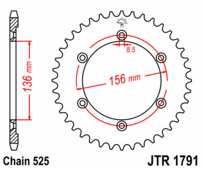 JT SPROCKETS Steel Standard Rear Sprocket 1791 - 525