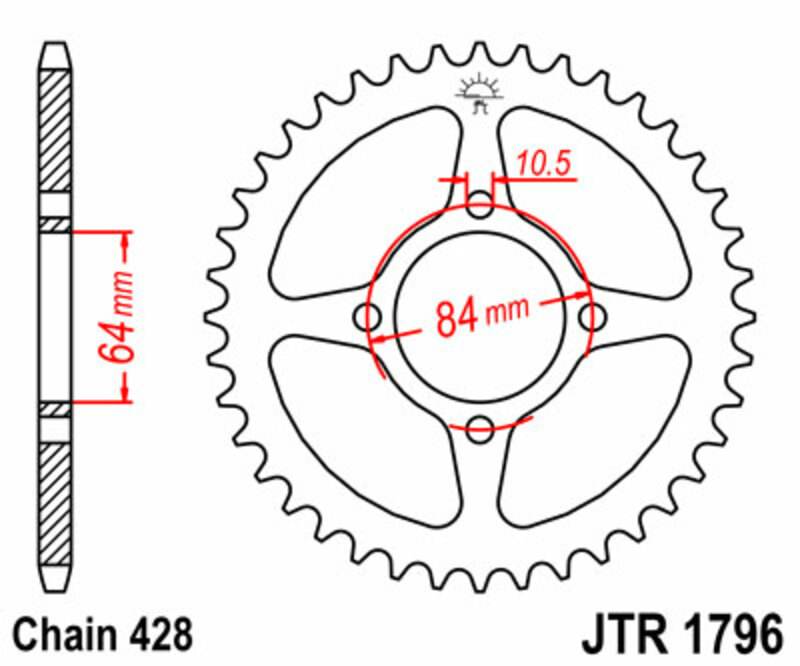 JT SPROCKETS Steel Standard Rear Sprocket 1796 - 428
