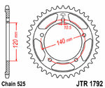 JT SPROCKETS Corona standard in acciaio 1792 - 525