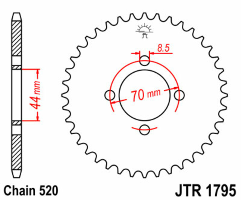 JT SPROCKETS Steel Standard Rear Sprocket 1795 - 520