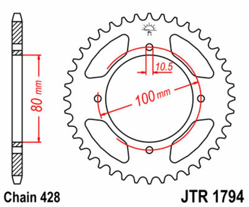 JT SPROCKETS Couronne acier standard 1794 - 428