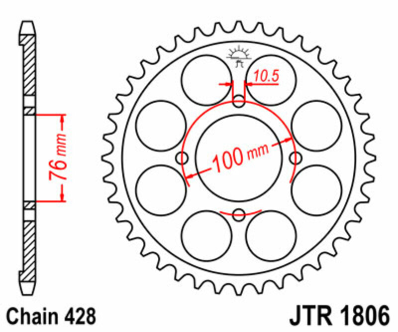 JT SPROCKETS Steel Standard Rear Sprocket 1806 - 428