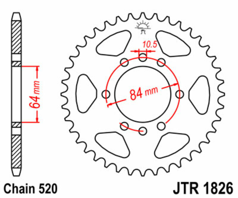 JT SPROCKETS Steel Standard Rear Sprocket 1826 - 520